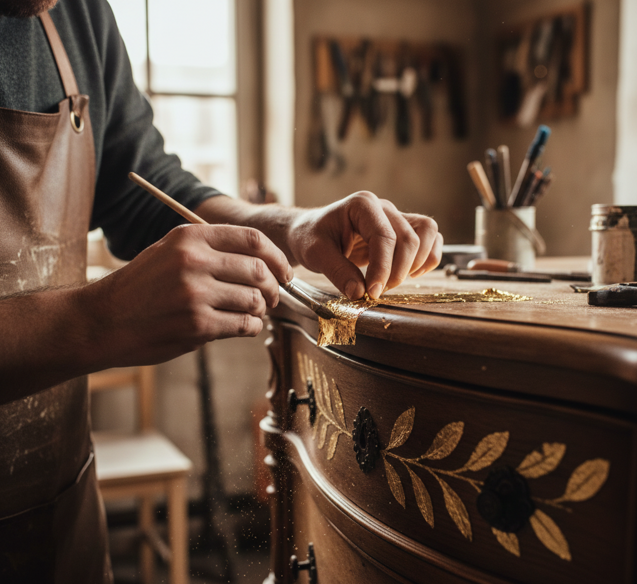 foglia oro e finiture pregiate
