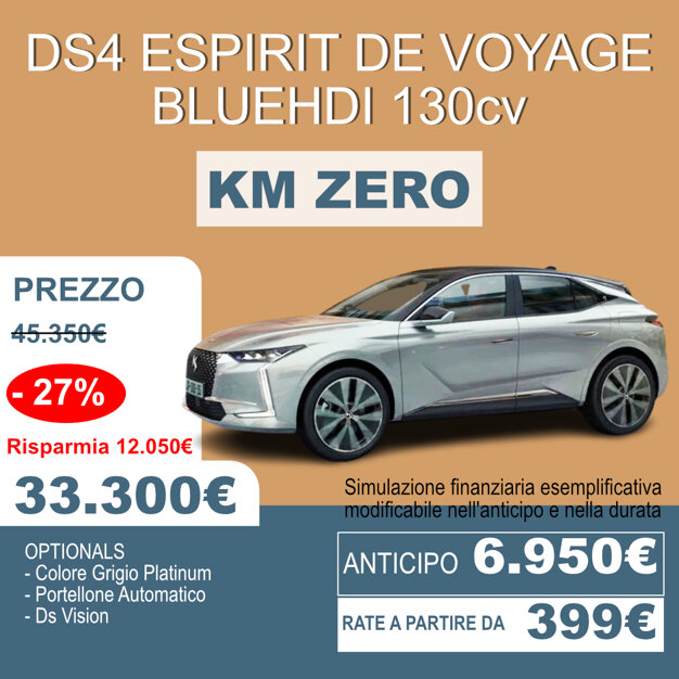 DS 4 Esprit De Voyage Km 0: lusso e comfort per viaggiare, subito disponibile. DS 4 Esprit De Voyage Km 0: lusso e comfort per viaggiare, subito disponibile.