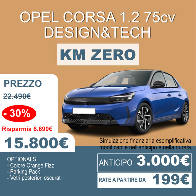 Offerta Corsa Km Zero Design&Tech Pronta Consegna Offerta Corsa Km Zero Design&Tech Pronta Consegna
