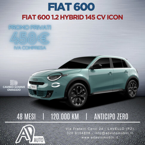 Noleggio Fiat 600 Hybrid - Ad Automobili Lavello