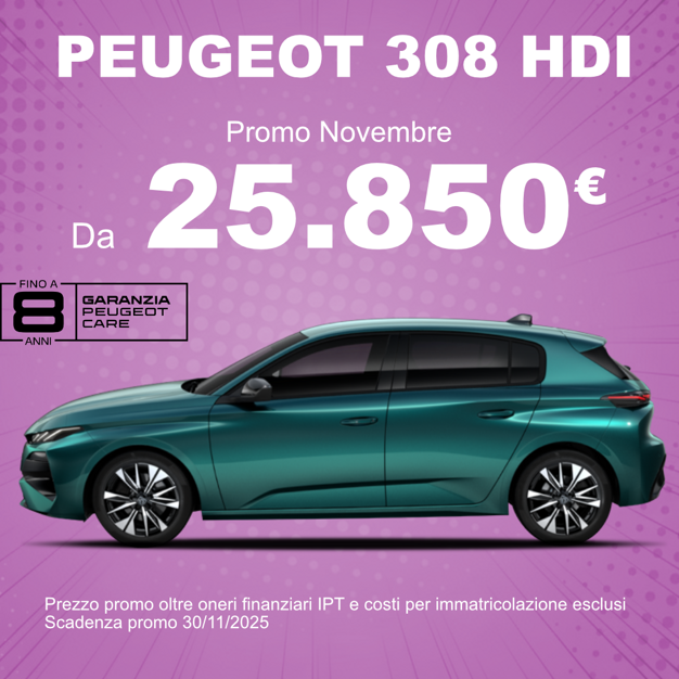 Nuova Peugeot 308: L'offerta di Novembre a partire da 25.850?. Richiedi un preventivo! Nuova Peugeot 308: L'offerta di Novembre a partire da 25.850?. Richiedi un preventivo!
