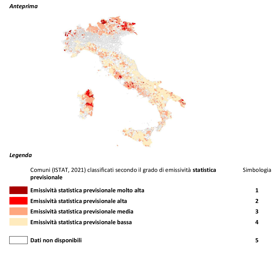 Comuni interessati da alta radioattività naturale potenziale