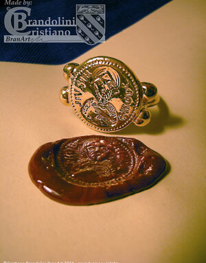 Anello sigillo di Rodchis, riprodotto da reperto originale. Trezzo sull'Adda VII secolo d.C.