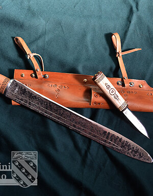 Scramasax longobardo con coltellino. VI-VII secolo d.C. Battle Ready.