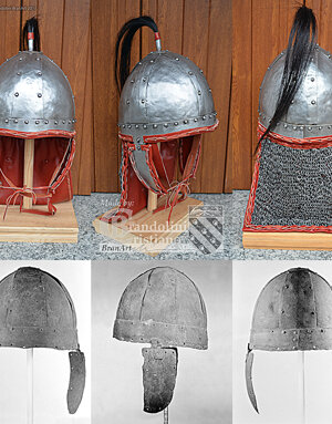 Riproduzione dell'elmo spangenhelm di Medina (Egitto), III-IV secolo.