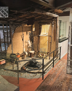 Ricostruzione di una porzione di capanna insubre golasecchiana (Prima età del Ferro).