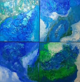 claudia mancinotti - mare visto dall'alto - composta da 4 opere cm 50x50 - acrilico e gesso su tela - quotazione - cm 100 x 100 1.800,00.jpeg