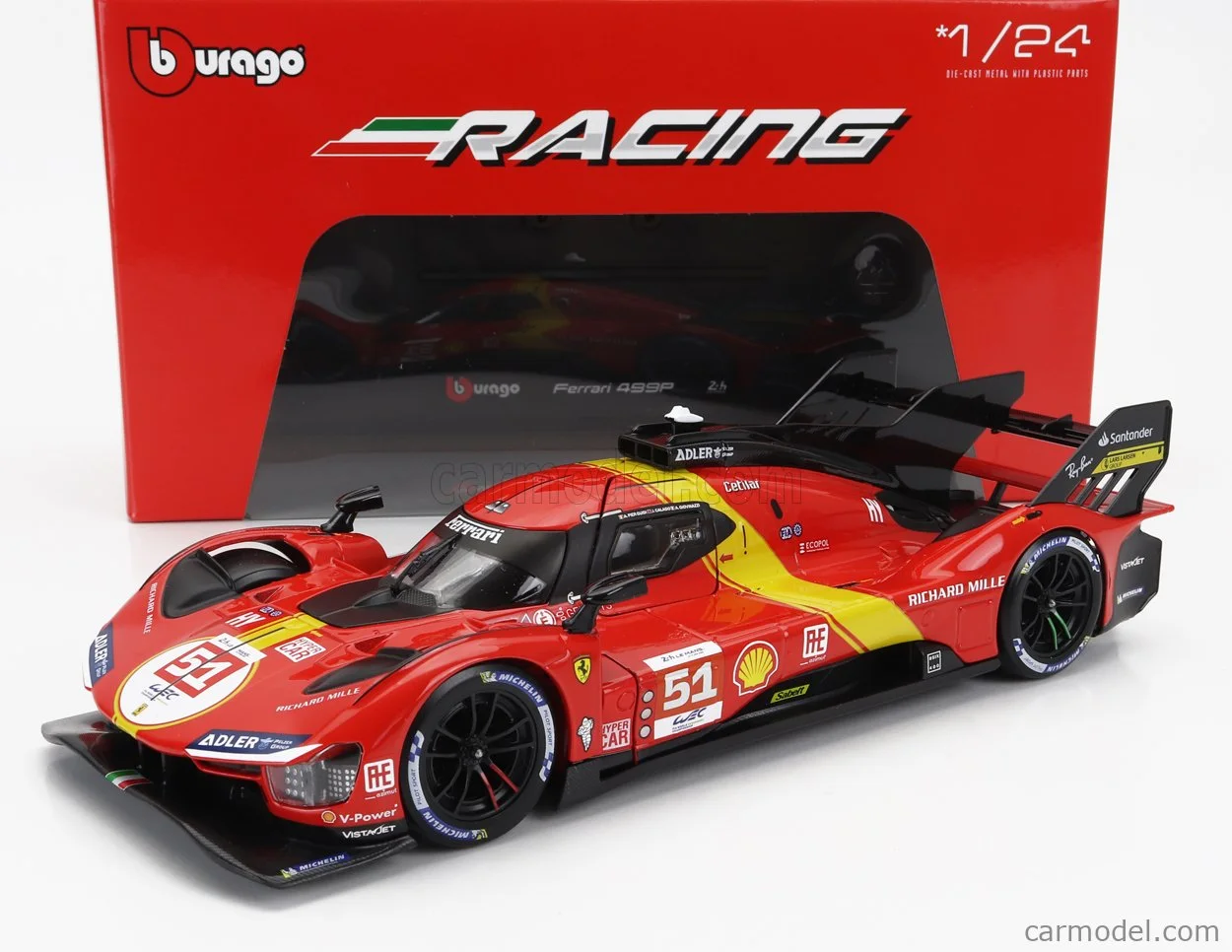 BURAGO - FERRARI - 499P 3.0L TURBO V6 TEAM FERRARI AF CORSE N 51 WINNER 24h LE MANS 2023 ALESSANDRO PIER GUIDI - JAMES CALADO - ANTONIO GIOVINAZZI
