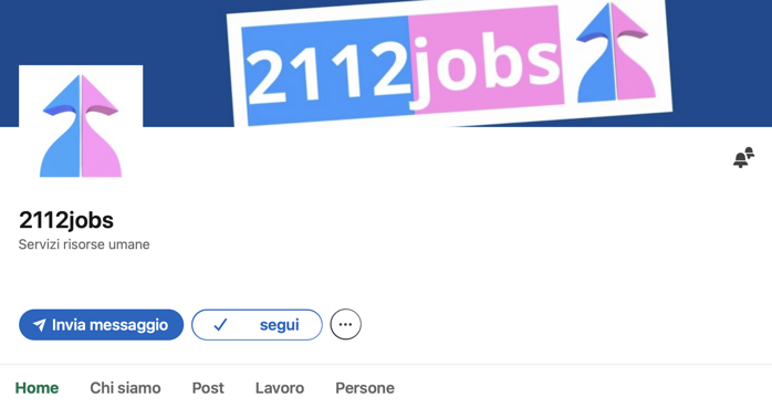 Guarda sulla nostra pagina LinkedIn 2112jobs le nostre offerte di lavoro e contattaci se sei alla ricerca di lavoro o di dipendenti