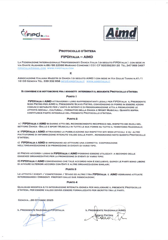 Siglato protocollo d'intesa con FIPDItalia Siglato protocollo d'intesa con FIPDItalia