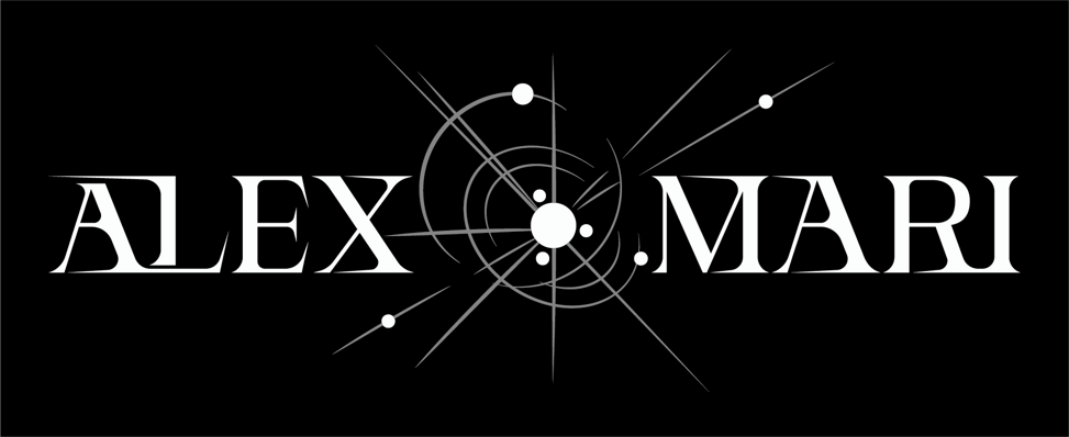logo alex mari bianco-grigio fondo nero@3x