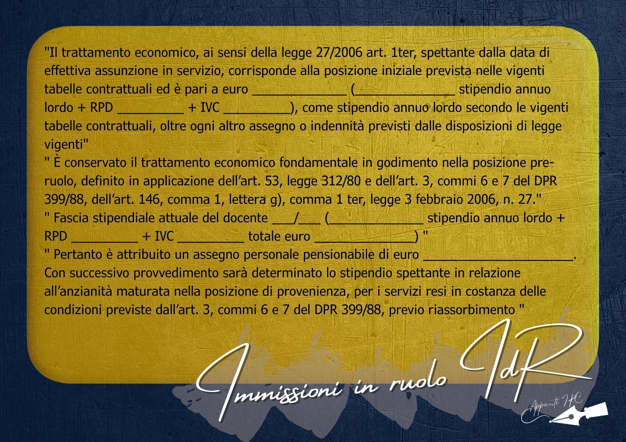 Dossier contratto immissione in ruolo