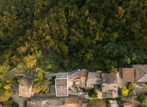 Vista panoramica sui meandri del fiume Trebbia dalla finestra del progetto Vertigo, Brugnello
