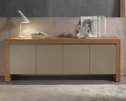 CREDENZA MODERNA LACCATA E ROVERE NATURALE ASCIATO CREDENZA MODERNA LACCATA E ROVERE NATURALE ASCIATO