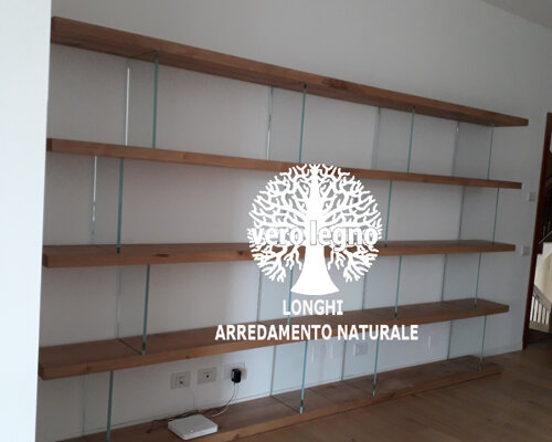 libreria air 5 metri con legno e vetro su misura consegnata torino