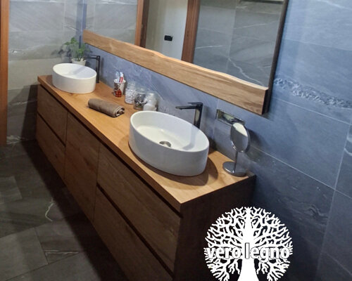 mobile bagno da due metri doppio lavabo in vero legno naturale