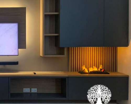 parete attrezzata in legno massello su misura moderno liguria