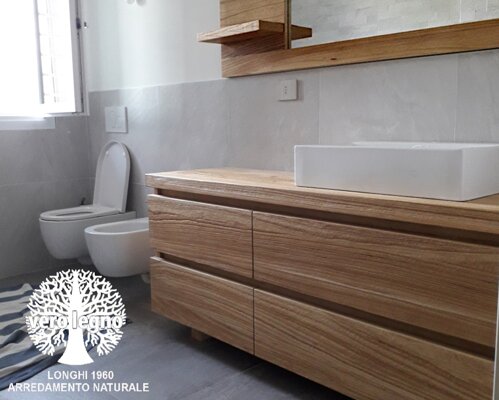 mobile bagno in teak sabbiato