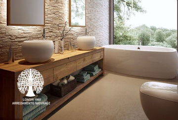 MOBILI BAGNO 2 LAVABI IN LEGNO MASSELLO vernici alta resistenza nanotecnologiche alder /milasi