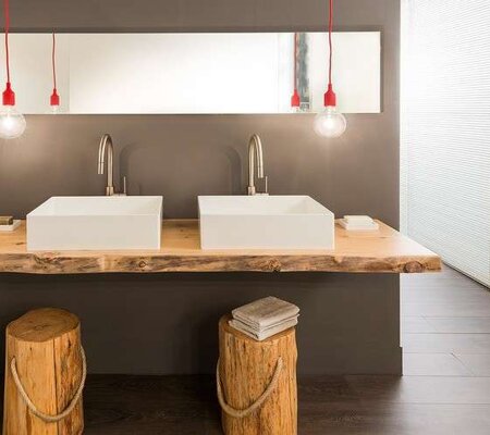 mensola porta lavabi legno massello grezzo