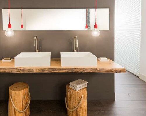 mensola porta lavabi legno massello grezzo