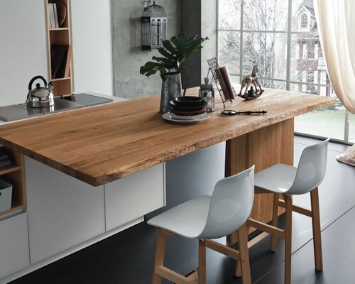 PIANO CUCINA IN LEGNO GREZZO piano cucina a taglio corteccia su misura con trattamento anti-macchia Mod. Chiasso