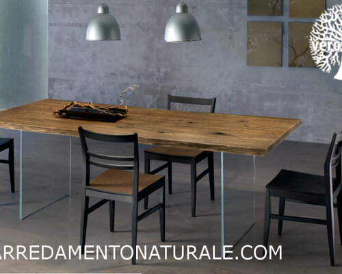 tavolo rovere rustico e basi cristallo tavolo rovere rustico e basi cristallo