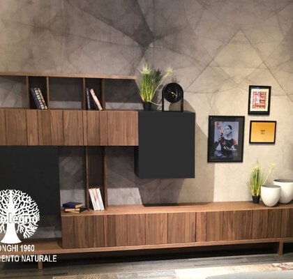 PARETE TV SU DISEGNO IN LEGNO DOGATO PARETE TV SU DISEGNO IN LEGNO DOGATO