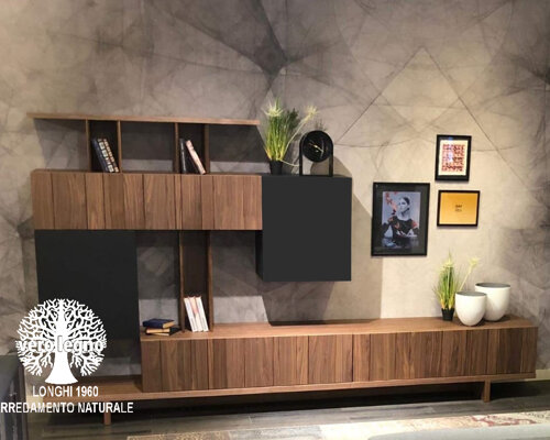 PARETE TV SU DISEGNO IN LEGNO DOGATO PARETE TV SU DISEGNO IN LEGNO DOGATO