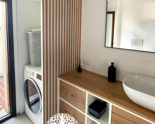 mobile bagno copri lavatrice in legno Novara