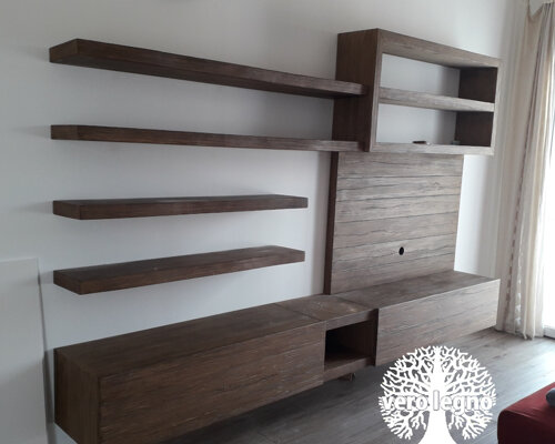 parete living casale legno rustico con montaggio a Codogno Milano