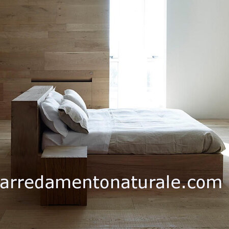 letto cubo con sponde larghe in legno noce chiaro