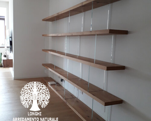 libreria air 4 metri con legno e vetro con montaggio a mendrisio 
