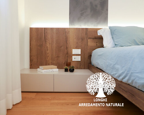 letto contenitore sospeso con testiera boiserie Parma