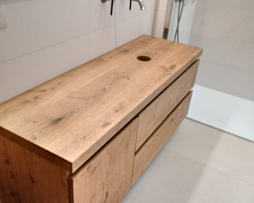 mobile bagno con anta e due cassetti cm 180 in legno massello
