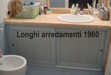 mobile da bagno sotto lavabo ad incasso su misura telaio e porte in legno massello