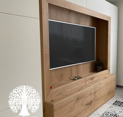 PARETE MODERNA CON MOBILE TV IN LEGNO NATURALE PARETE MODERNA CON MOBILE TV IN LEGNO NATURALE