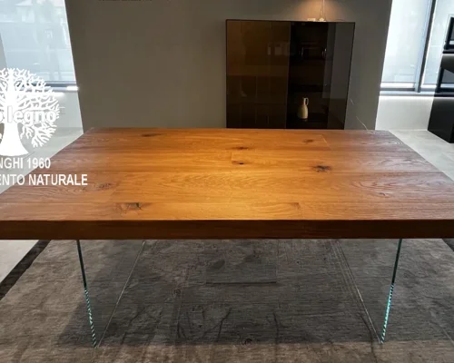 tavolo rovere forte spessore con lastre vetro tavolo rovere forte spessore con lastre vetro