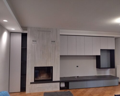 parete giorno in vero legno spazzolato laccato venature a vista lodi