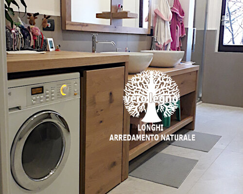 mobile bagno copri lavatrice in legno massiccio