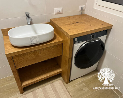 mobile porta lavatrice in legno massello