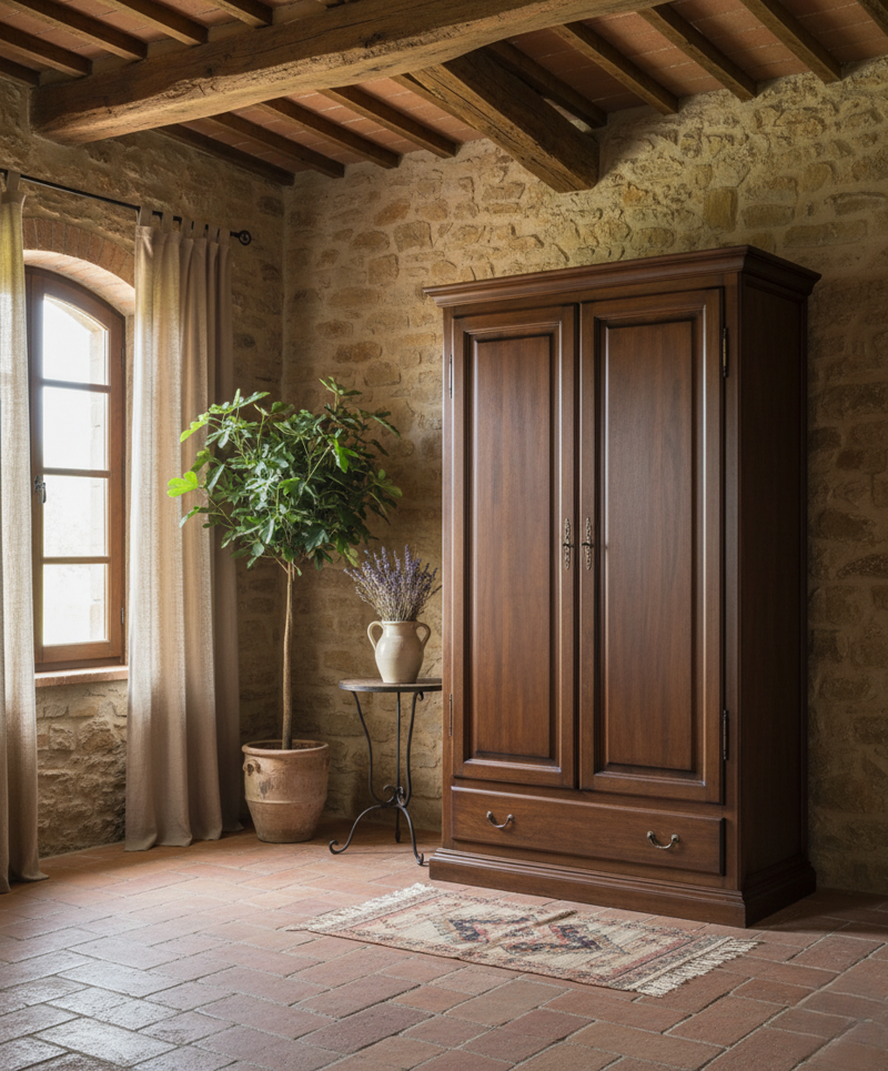 armadietto-in-legno-massello-con-2-porte-cassetto-e-palo-porta-abiti