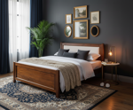 letto-matrimoniale-arte-povera-testiera-imbottita-in-noce-massello