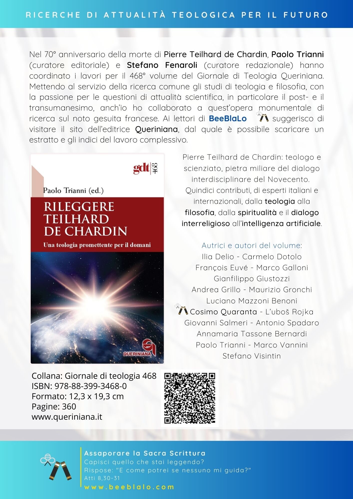 Rileggere Teilhard de Chardin (GdT 468) Rileggere Teilhard de Chardin (GdT 468)