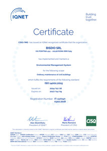 Certificato 14001:2015 Pagina 02 Certifica la conformità del sistema di gestione ambientale dell'azienda.