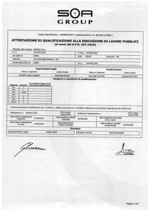 SOA - pagina 01 Qualifica l'impresa a partecipare in appalti pubblici in categorie di opere e classifiche di importo