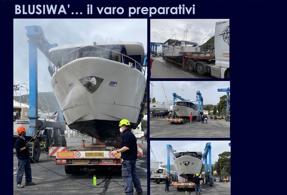 Trasporto via terra ... dal camion al ponte , pulizia dello scafo con idrogetti