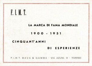 Riproduzione da catalogo originale FIMT Riproduzione da catalogo originale FIMT