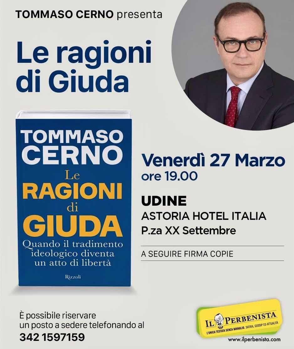 TOMMASO CERNO, IL 27 MARZO, PRESENTERA' A UDINE IL SUO ULTIMO LIBRO