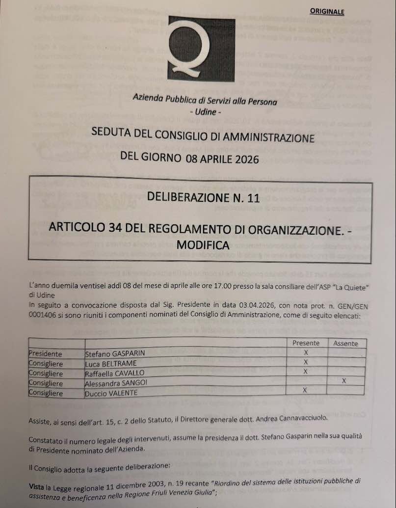 CON LA PRESIDENZA GASPARIN (PD) LA PIU' GRANDE ASP DELLA REGIONE NON VERRA' PIU' AFFIDATA AD UN DIRIGENTE